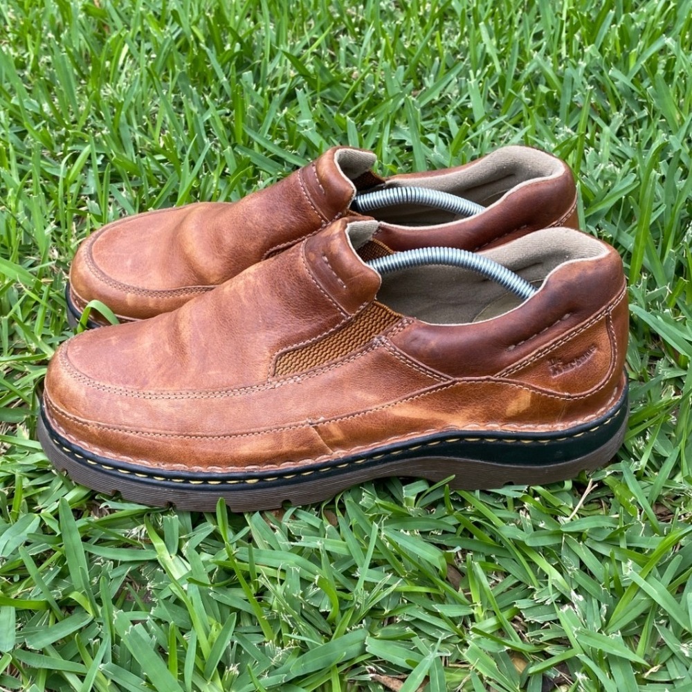Dr. Martens 8B79 Mens Brown Leather Slip On Loafers Size US 12 Moc Toe Shoes